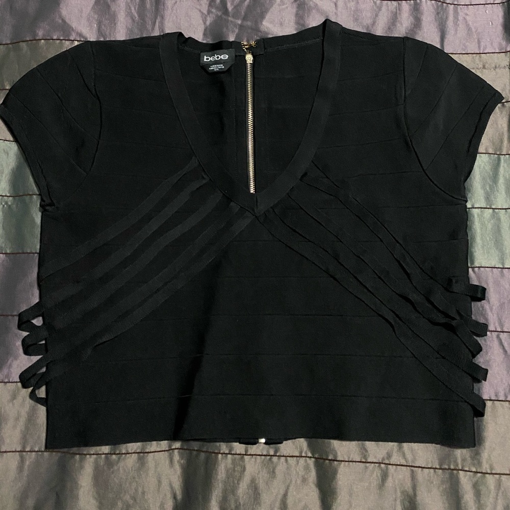 New Bebe black zip back top size XL NO TAGS